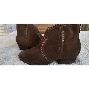 BUSSOLA Brown Suede Whipstitch Leather Chelsea‎ Boots Women's Size EU 36 US 6